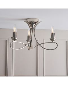 Penn 3 Candle Lamps Semi Flush Ceiling Light In Polished Nickel