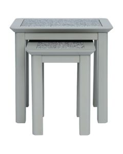 Perth Natural Stone Top Nest Of 2 Tables In Grey
