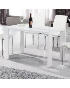 Peru Rectangular Wooden Dining Table In High Gloss White