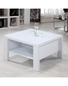 Peru Square Wooden Coffee Table In High Gloss White