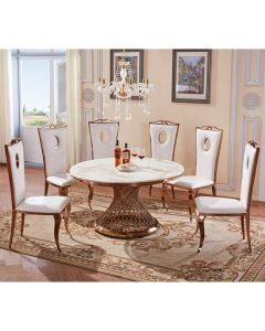 Pescara Oval Marble Dining Table In White With 6 Chairs