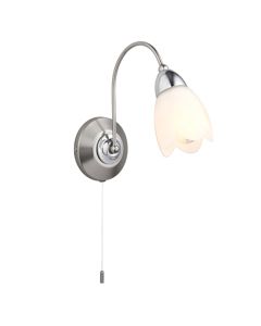 Petal Matt Opal Glass Wall Light In Satin Chrome