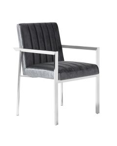 Peyton Velvet Upholstered Accent Chair In Charcoal