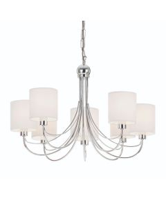 Phantom 7 Lights white fabric Ceiling Pendant Light In Chrome