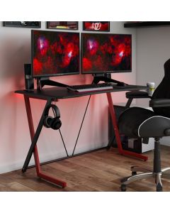 Phantom Carbon Fibre Effect Gaming Desk In Black And Red