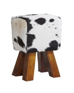 Phekon Cowhide Faux Leather Stool In Dark