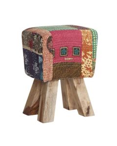 Phekon Fabric Upholstered Stool In Multi-Colours