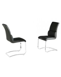 Phoenix Black Faux Leather Dining Chairs In Pair With Chrome Legs