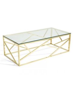 Phoenix Clear Glass Top Coffee Table With Gold Frame