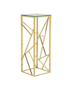 Phoenix Clear Glass Top Side Table With Gold Frame