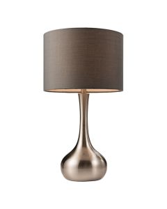 Piccadilly Grey Fabric Touch Table Lamp In Satin Nickel