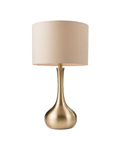 Piccadilly Taupe Fabric Touch Table Lamp In Soft Brass