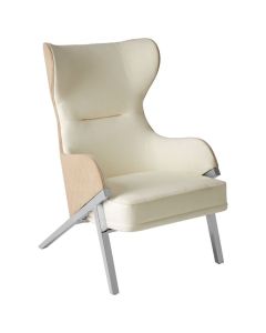 Piermount Fabric Upholstered Bedroom Chair In Light Beige And Natural