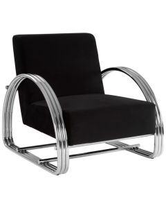 Piermount Leisure Velvet Upholstered Armchair In Black