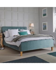 Pierre Crushed Velvet Double Bed In Aqua