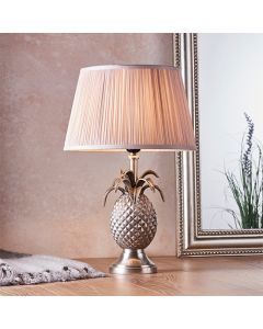 Pineapple And Freya Dusky Pink Shade Table Lamp In Pewter Effect