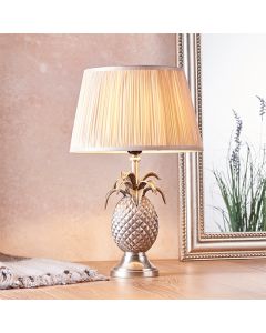 Pineapple And Freya Oyster Shade Table Lamp In Pewter Effect