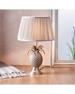 Pineapple And Freya Silver Shade Table Lamp In Pewter Effect