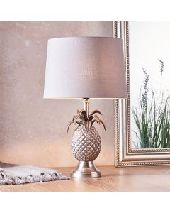 Pineapple And Mia Charcoal Shade Table Lamp In Pewter Effect