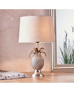 Pineapple And Mia Natural Shade Table Lamp In Pewter Effect