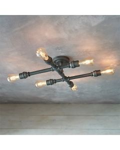 Pipe 6 Lights Semi Flush Ceiling Light In Aged Pewter