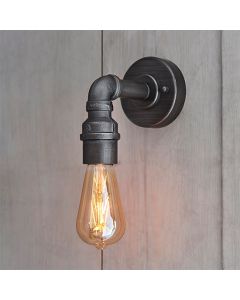 Pipe Industrial Designer Style Wall Light In Aged Pewter