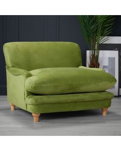 Plumpton Velvet Fabric Armchair In Green