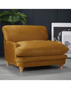 Plumpton Velvet Fabric Armchair In Mustard