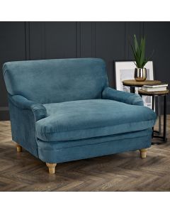 Plumpton Velvet Upholstered Bedroom Chair In Blue