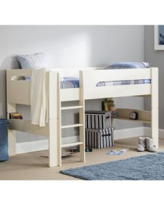 Pluto Wooden Midsleeper Childrens Bed In Stone White