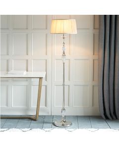 Polina Beige Shade Floor Lamp In Polished Nickel