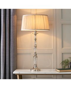 Polina Large Beige Shade Table Lamp In Polished Nickel