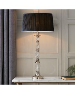 Polina Large Black Shade Table Lamp In Polished Nickel