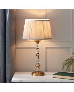 Polina Medium Beige Shade Table Lamp In Antique Brass