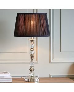 Polina Medium Black Shade Table Lamp In Polished Nickel