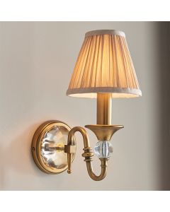 Polina Single Beige Shade Wall Light In Antique Brass
