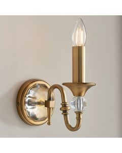 Polina Single Clear Crystal Wall Light In Antique Brass