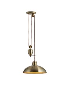 Polka Rise And Fall LED Ceiling Pendant Light In Antique Brass