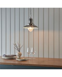 Polperro Clear Glass Ceiling Pendant Light In Antique Chrome