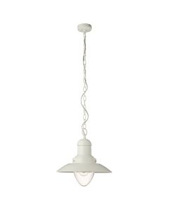 Polperro Clear Glass Ceiling Pendant Light In Cream Gloss