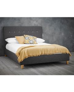Portico Linen Fabric King Size Bed In Grey