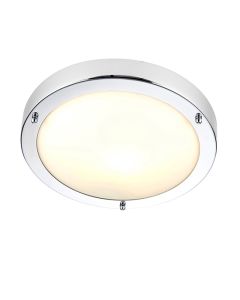 Portloe Frosted Glass Flush Ceiling Light In Polished Chrome