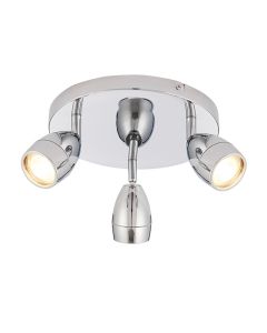Porto Clear Glass 3 Lights Round Ceiling Light In Chrome