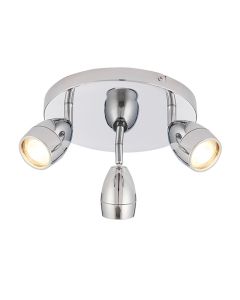 Porto Clear Glass 3 Lights Round Ceiling Light In Chrome