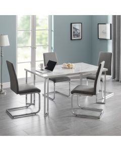 Positano Wooden Dining Table In White High Gloss With 4 Chairs