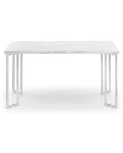 Positano Wooden Dining Table In White Marble Effect