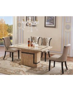 Potenza Marble Dining Table In Natural Stone With 6 Chairs