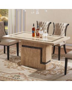 Potenza Marble Dining Table In Natural Stone With Marble Base