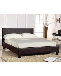 Prado Faux Leather Upholstered Double Bed In Brown