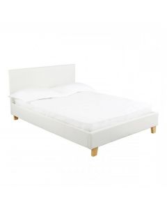 Prado Faux Leather Double Bed In White
